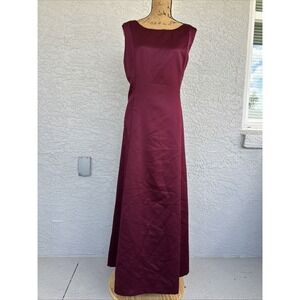 Vtg MICHAELANGELO Women's Size 18 Satin‎ Formal Long Dress Burgundy Wine